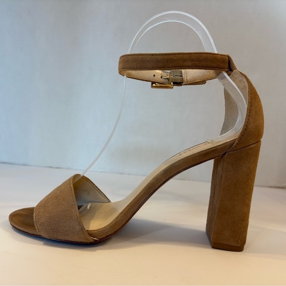 Nine West tan leather block heel open toe heels sandals size 7 M - Picture 2 of 11